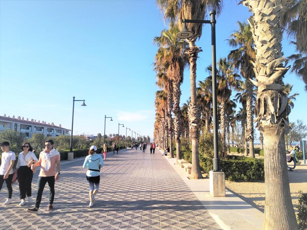Apartamento 2 Hab En Malvarrosa A Metros De La Playa, Con Terraza Y Zonas Comun 3D Валенсія Екстер'єр фото